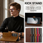 Samsung Galaxy Z Fold 7 Slim Leather Wallet Case with Kickstand