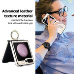 Matte Leather Ring Holder Case for Samsung Galaxy Z Flip 5