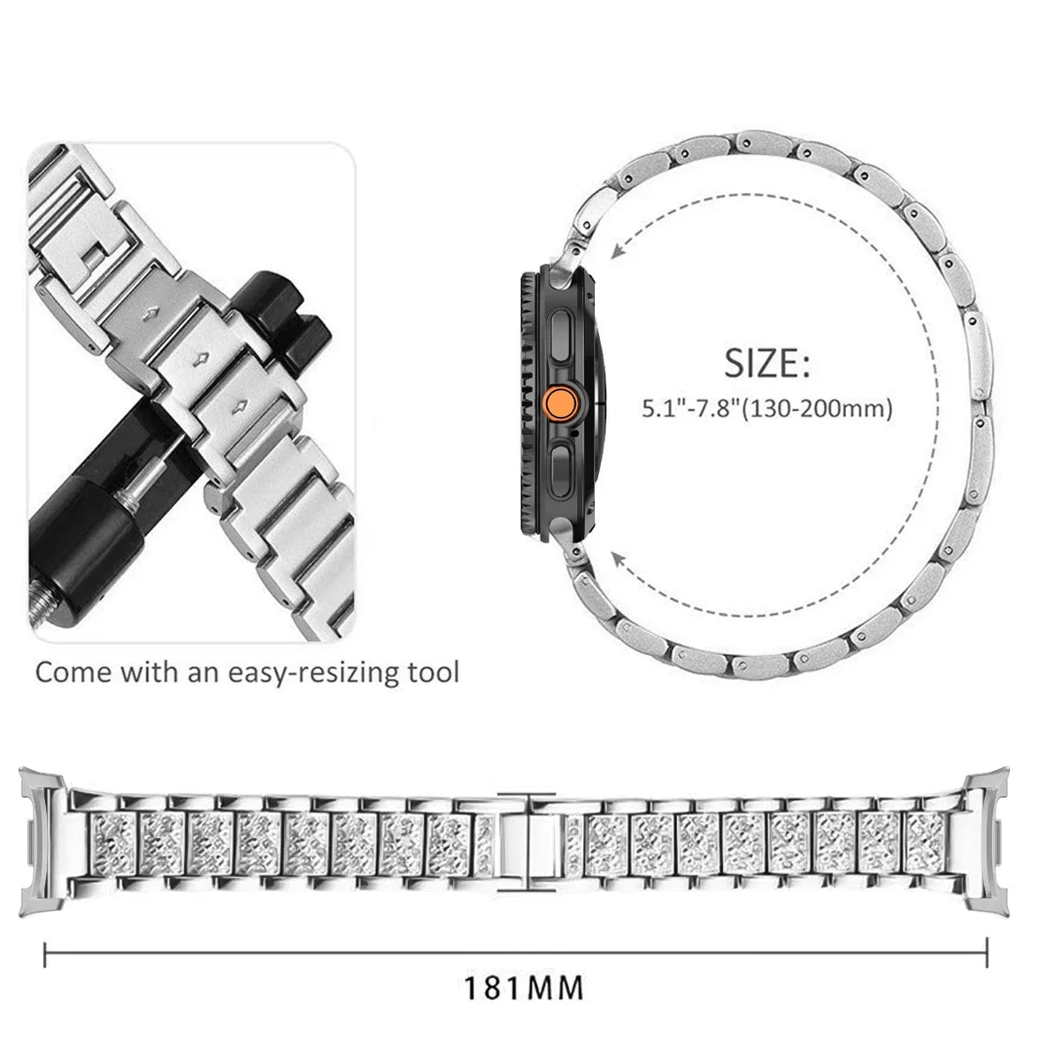 Diamond-Patterned Link Bracelet for Samsung Galaxy Watch 9