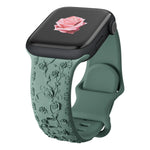 Rose Floral Engraved Strap Replacement Band for Apple Watch