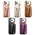 Zipper Wallet Leather Flip Case with Ring Holder for iPhone 17 Series