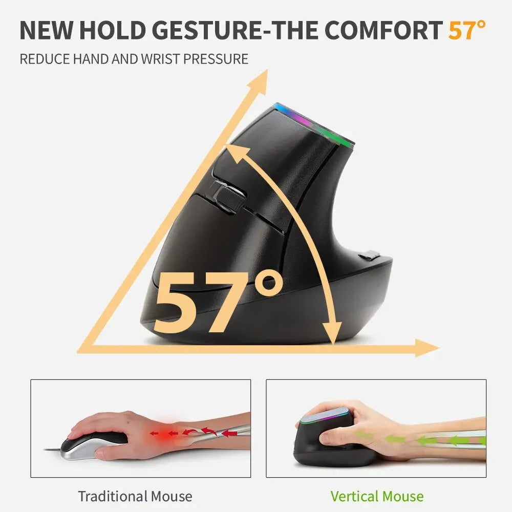 Delux M618C Wireless Ergonomic Vertical Gaming Mouse