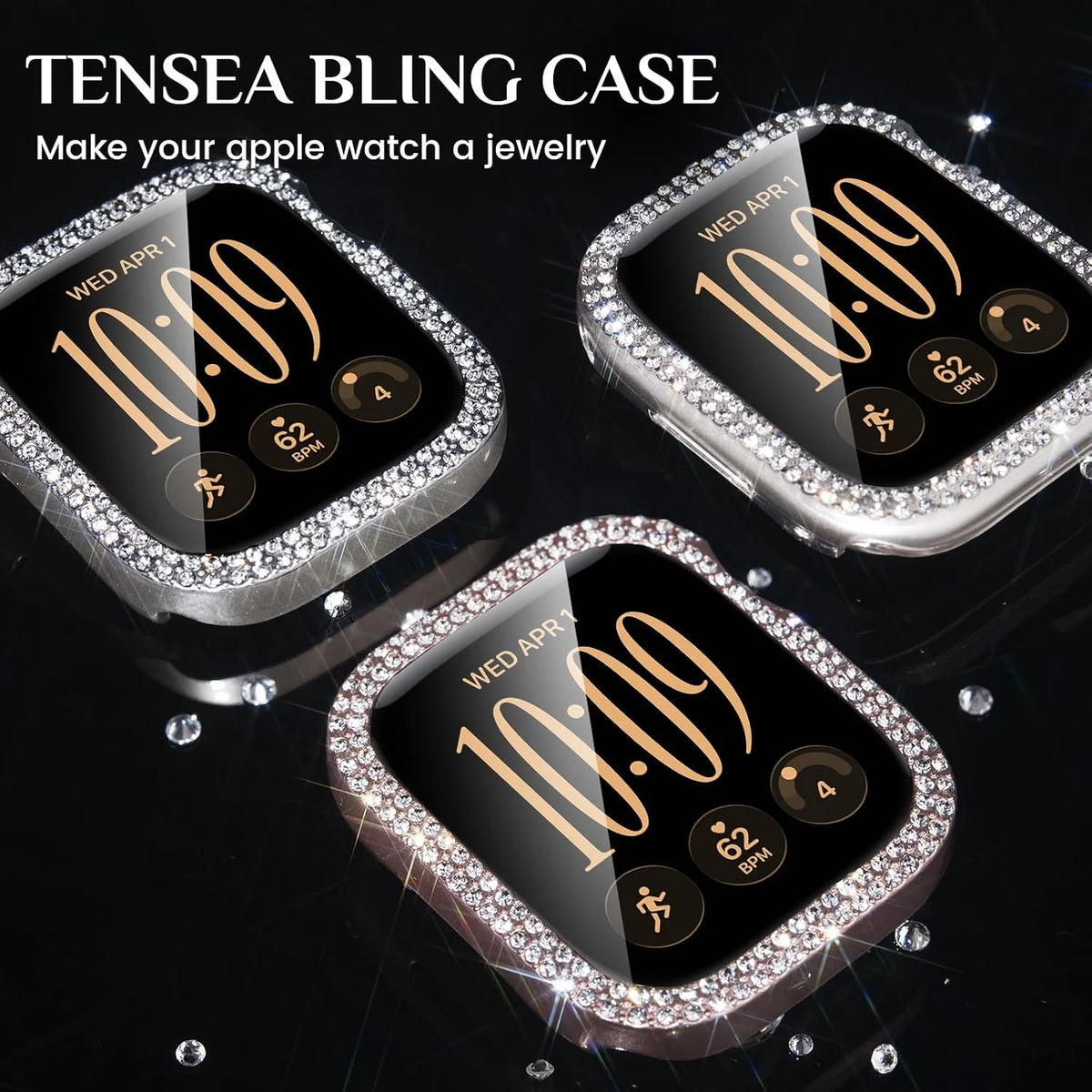 Tempered Glass Screen Protector Case with Polycarbonate Bumper for Apple Watch