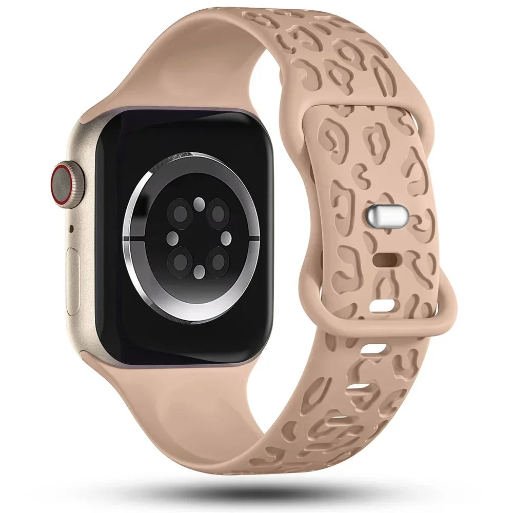 Leopard Pattern Engraved Silicone Sport Band for Apple Watch