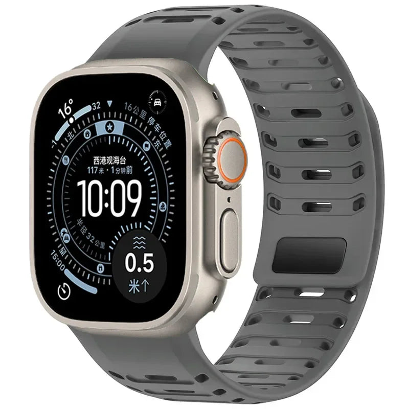 Breathable Silicone Band with Magnetic Clasp for Apple Watch