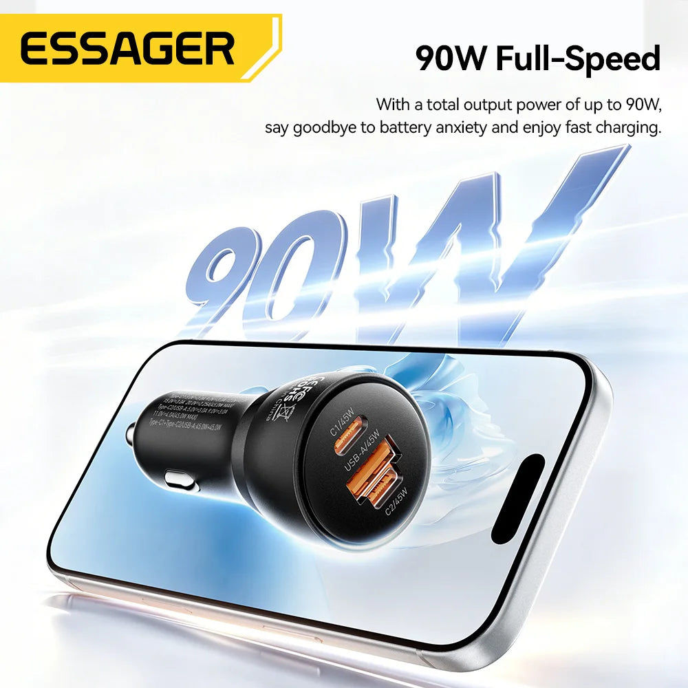 Essager 90W Dual-Port USB-C Car Charger
