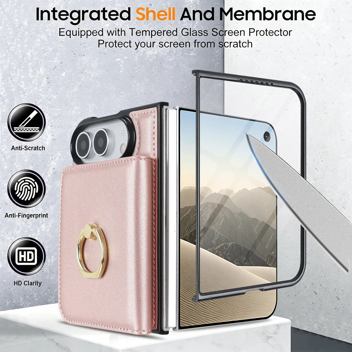 Textured Leather Vertical Flip Wallet Case with Built-In Kickstand for iPhone Duo
