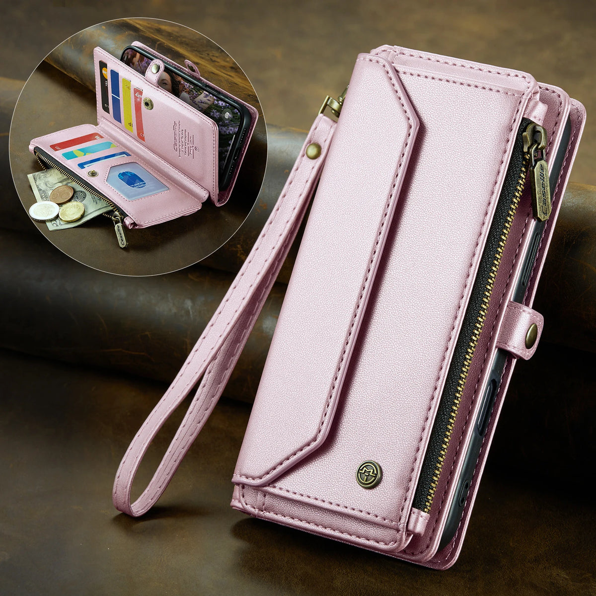 Leather Crossbody Wallet Case with Removable Shoulder Strap for iPhone 18 Series