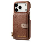 Retro Lychee Pattern Leather Wallet Case with Vertical Card Slot for iPhone 17 Series