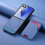 Samsung Galaxy Z Flip 7 Luxury Magnetic Leather Case with Card Holder