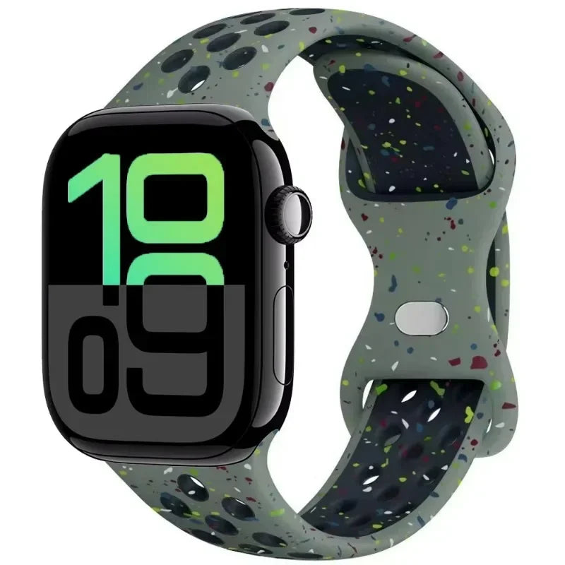 Breathable Silicone Band with Perforated Ventilation for Apple Watch