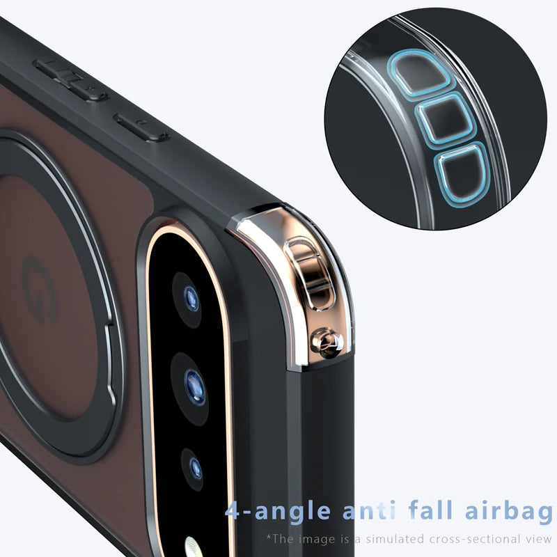 Frosted Matte Translucent Case with 360° Rotating Ring Stand for Google Pixel 11 Series