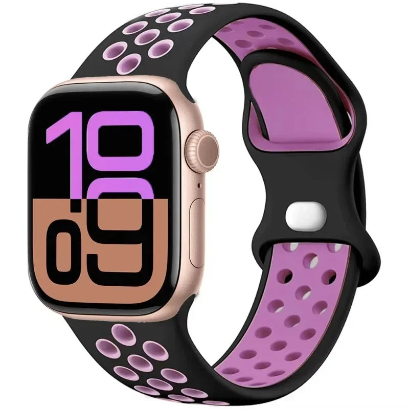 Breathable Silicone Band with Perforated Ventilation for Apple Watch
