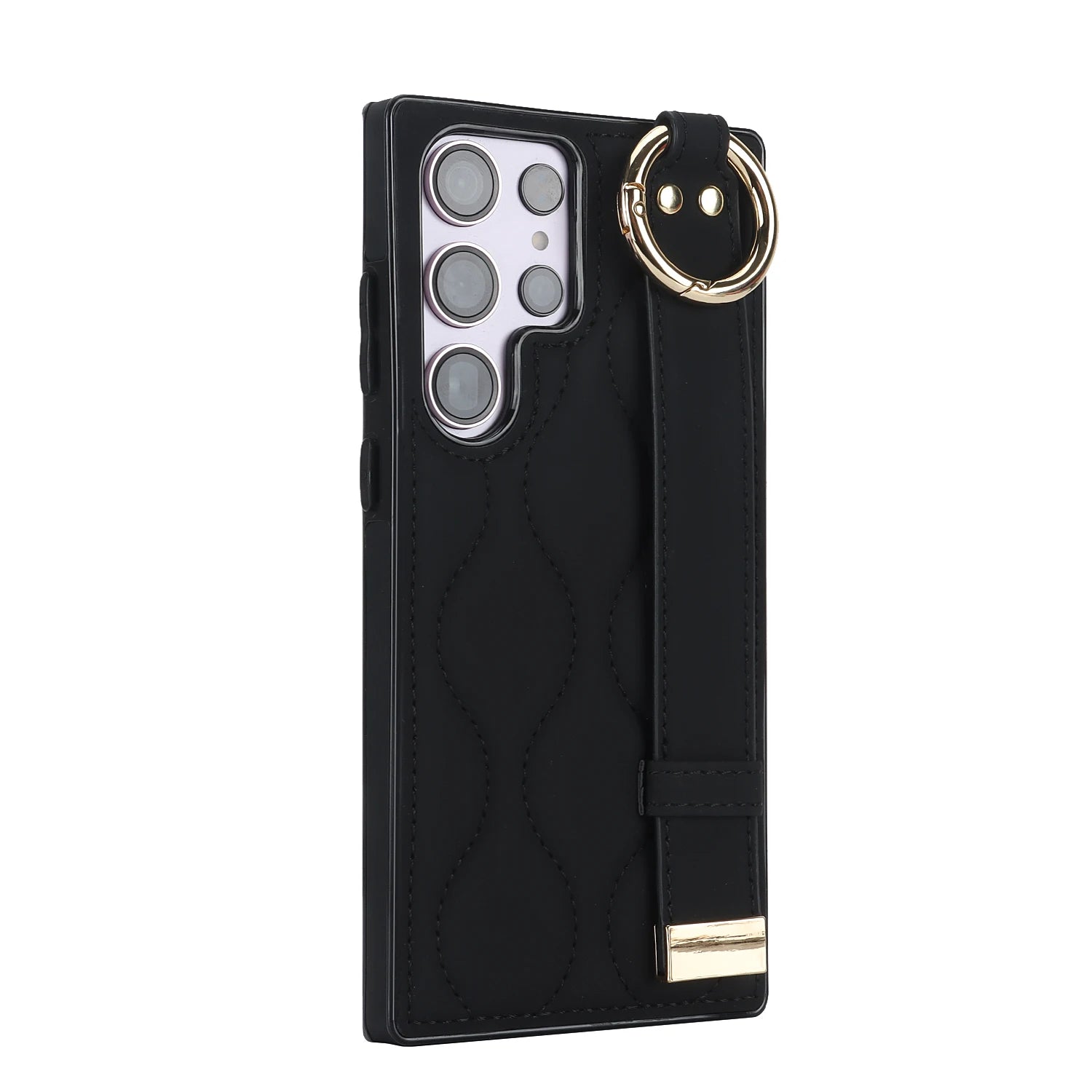 Shockproof Leather Phone Case with Wrist Strap & Ring for Samsung Galaxy S24 Series