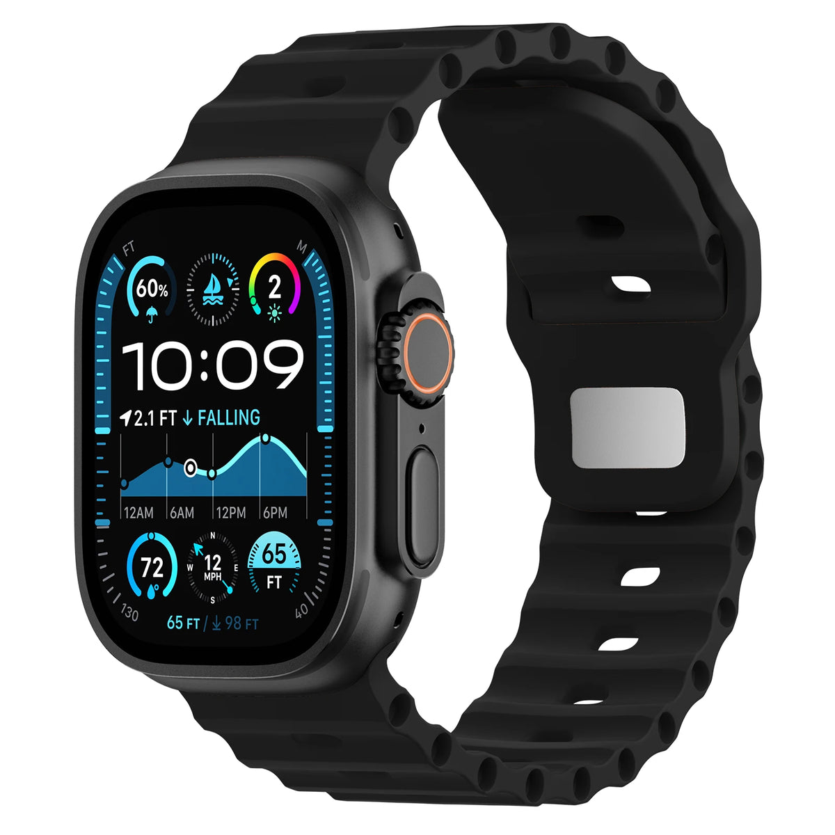 Breathable Perforated Silicone Band with Wave Pattern Grip for Apple Watch