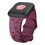 Rose Floral Engraved Strap Replacement Band for Apple Watch