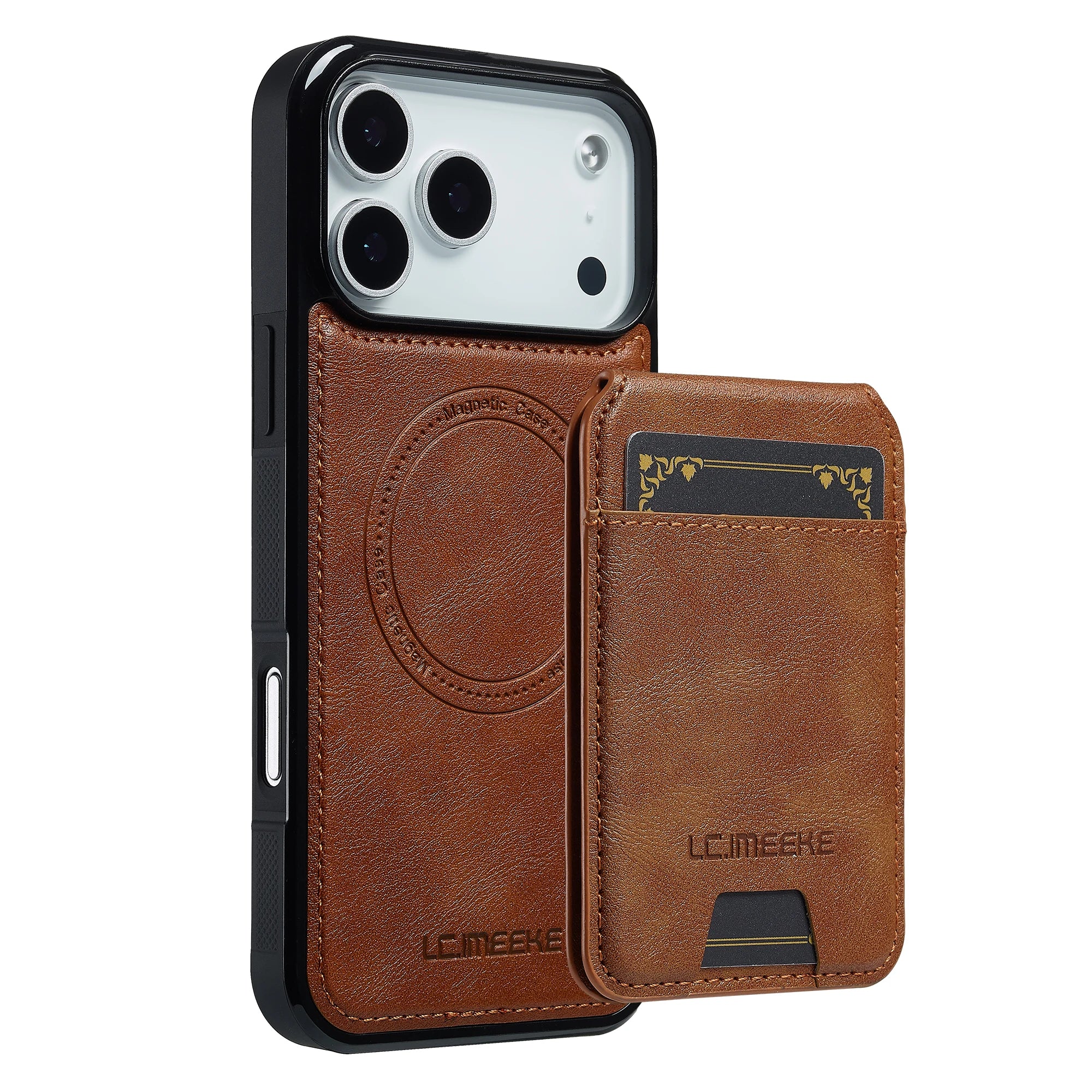 2-in-1 iPhone 17 Series MagSafe PU Leather Case with RFID Flip Card Holder
