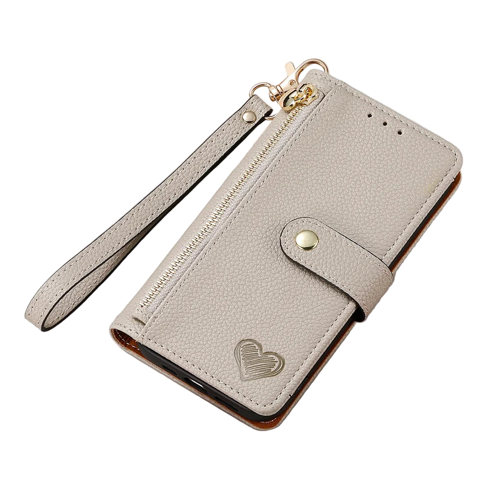 RFID Blocking Leather Zipper Wallet Phone Case with Wrist Strap for iPhone 17 Series