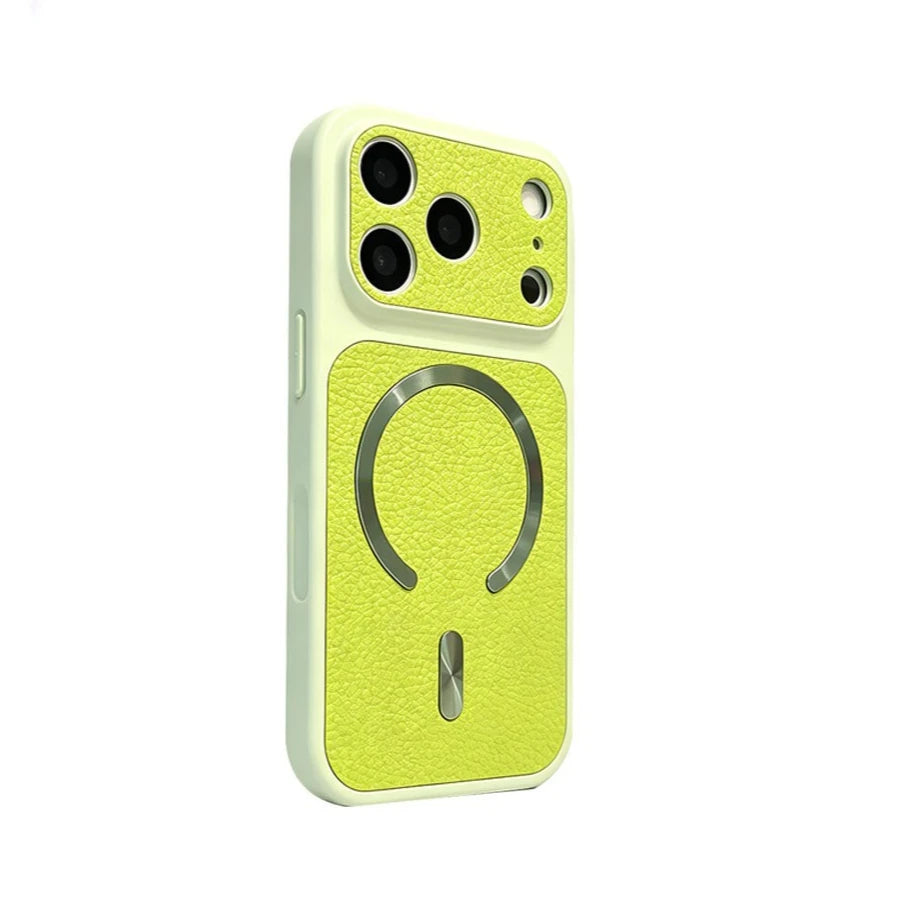 Shockproof Lychee PU Leather MagSafe Case for iPhone 17 Series