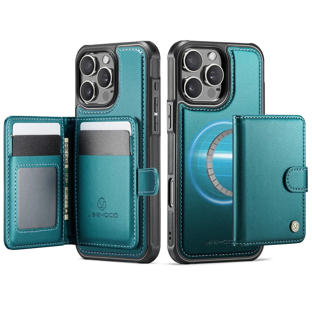 2-in-1 Leather MagSafe Wallet Case with Card Holder for iPhone 15 Series