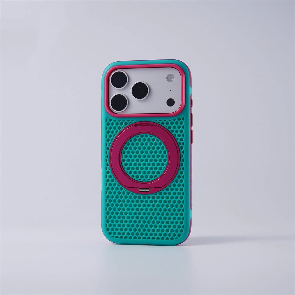 MagSafe Rotating Ring Stand Case with Mesh Back for iPhone 18 Series