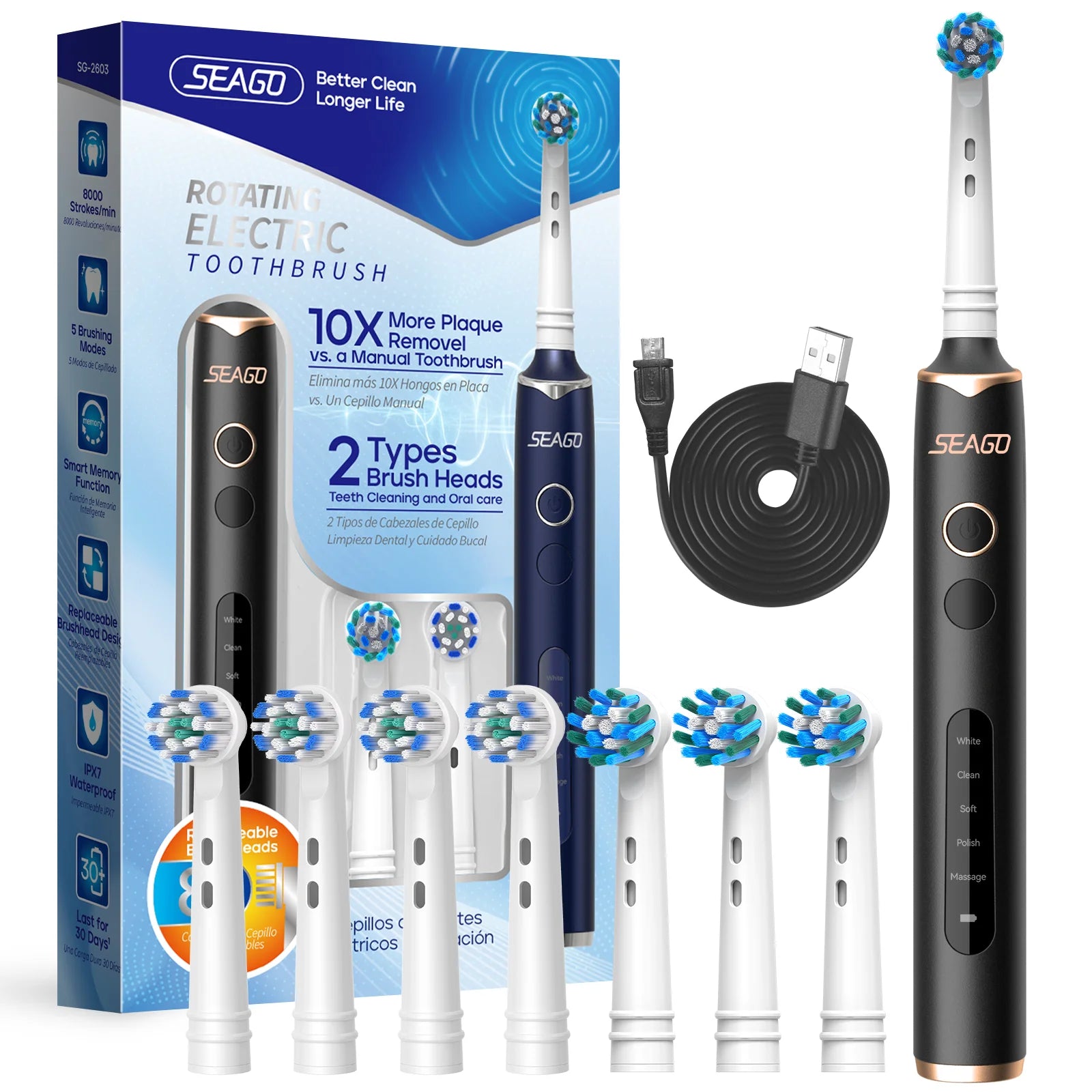 Seago 5-Mode Rechargeable Toothbrush