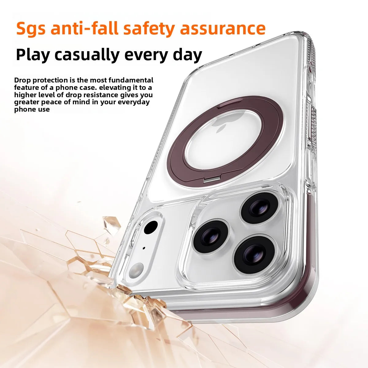 Anti-Yellowing Clear MagSafe Case with Rotating Kickstand for iPhone 17 Series