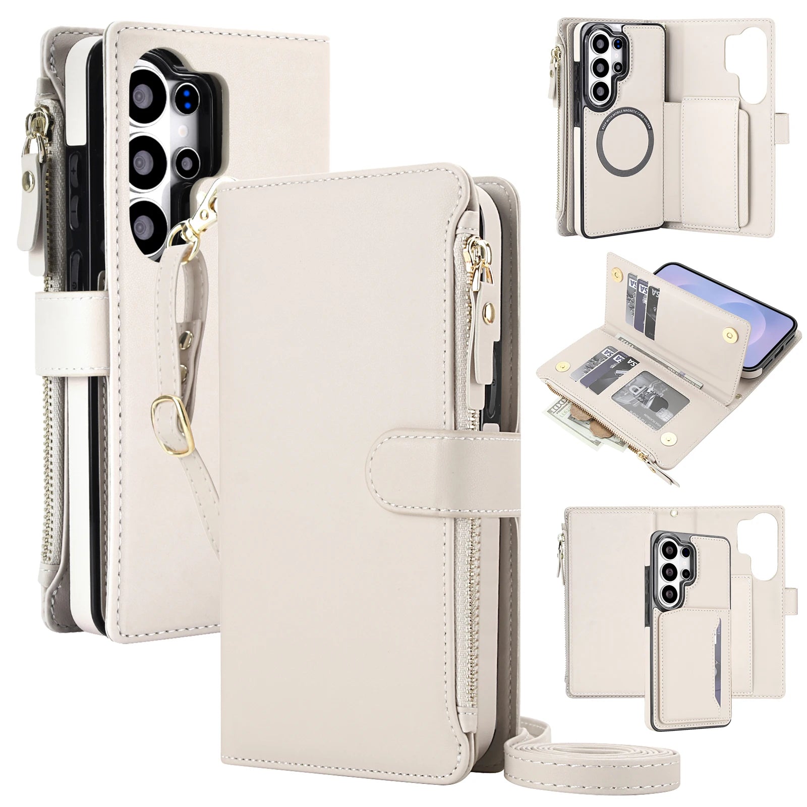 Protective Magnetic Flip Case with Lanyard Strap for Samsung Galaxy S26 Series