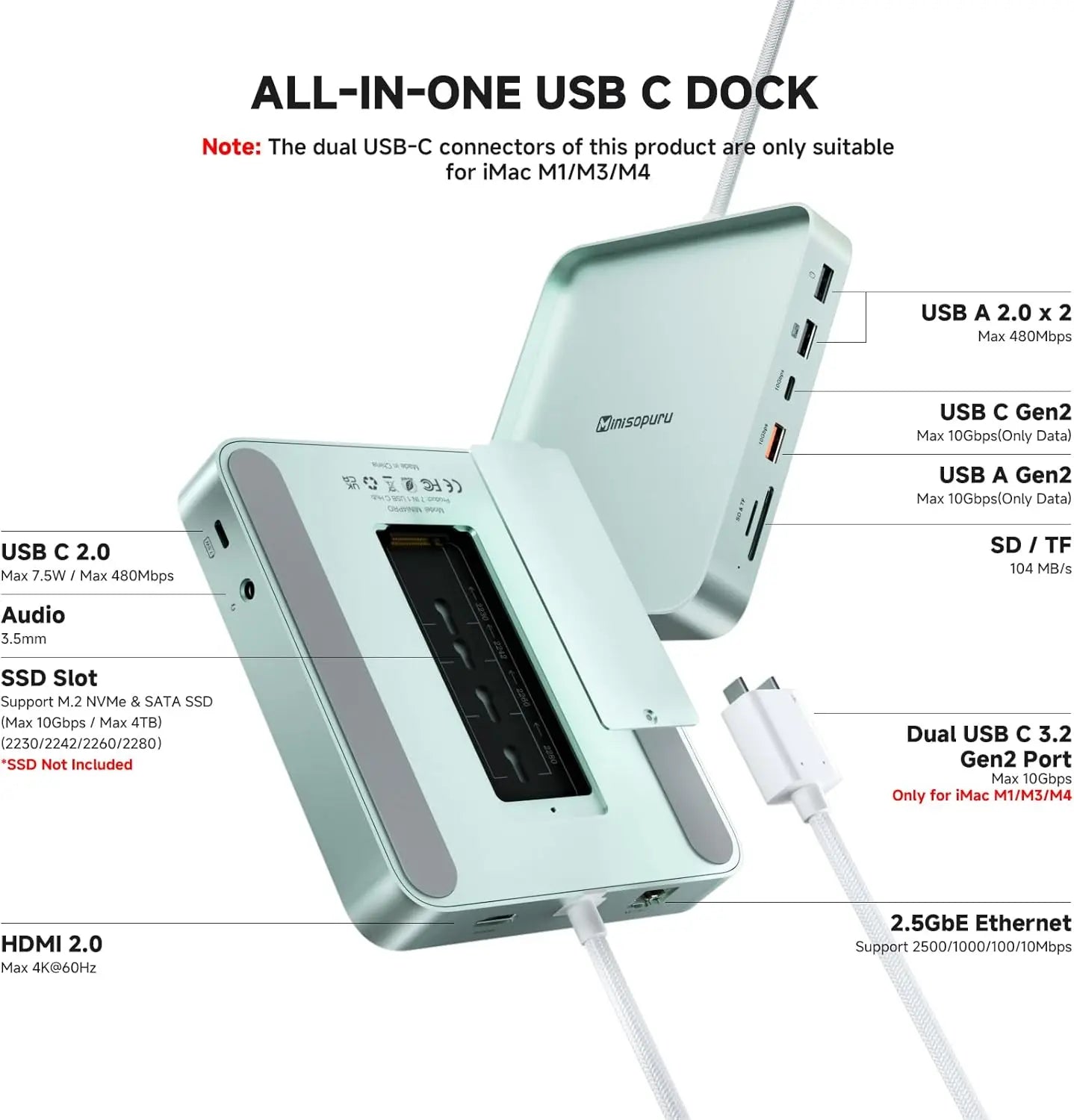 Minisopuru iExpandMate DS802PRO Hub for iMac 24”