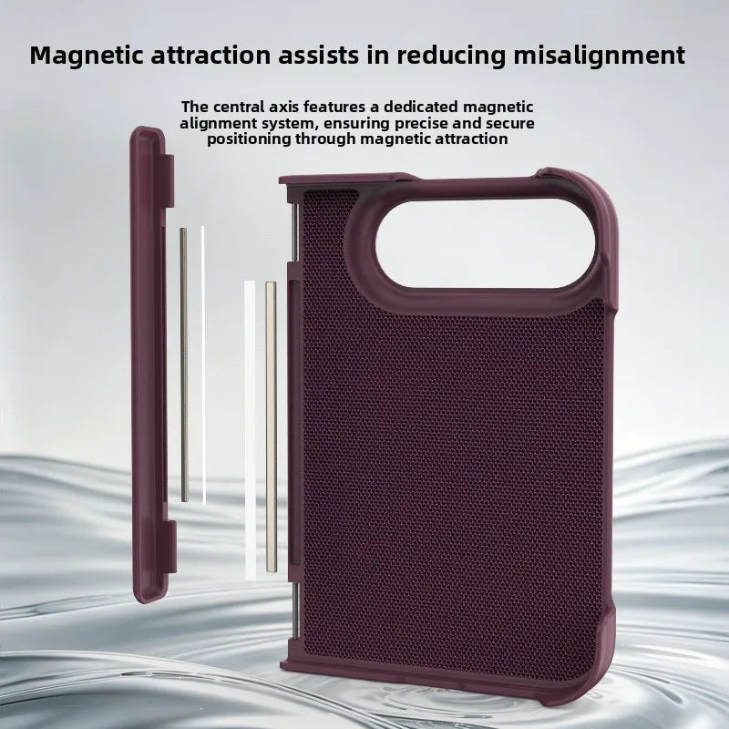Woven Texture Vegan Leather Case with Wide Hinge Protection for iPhone Duo