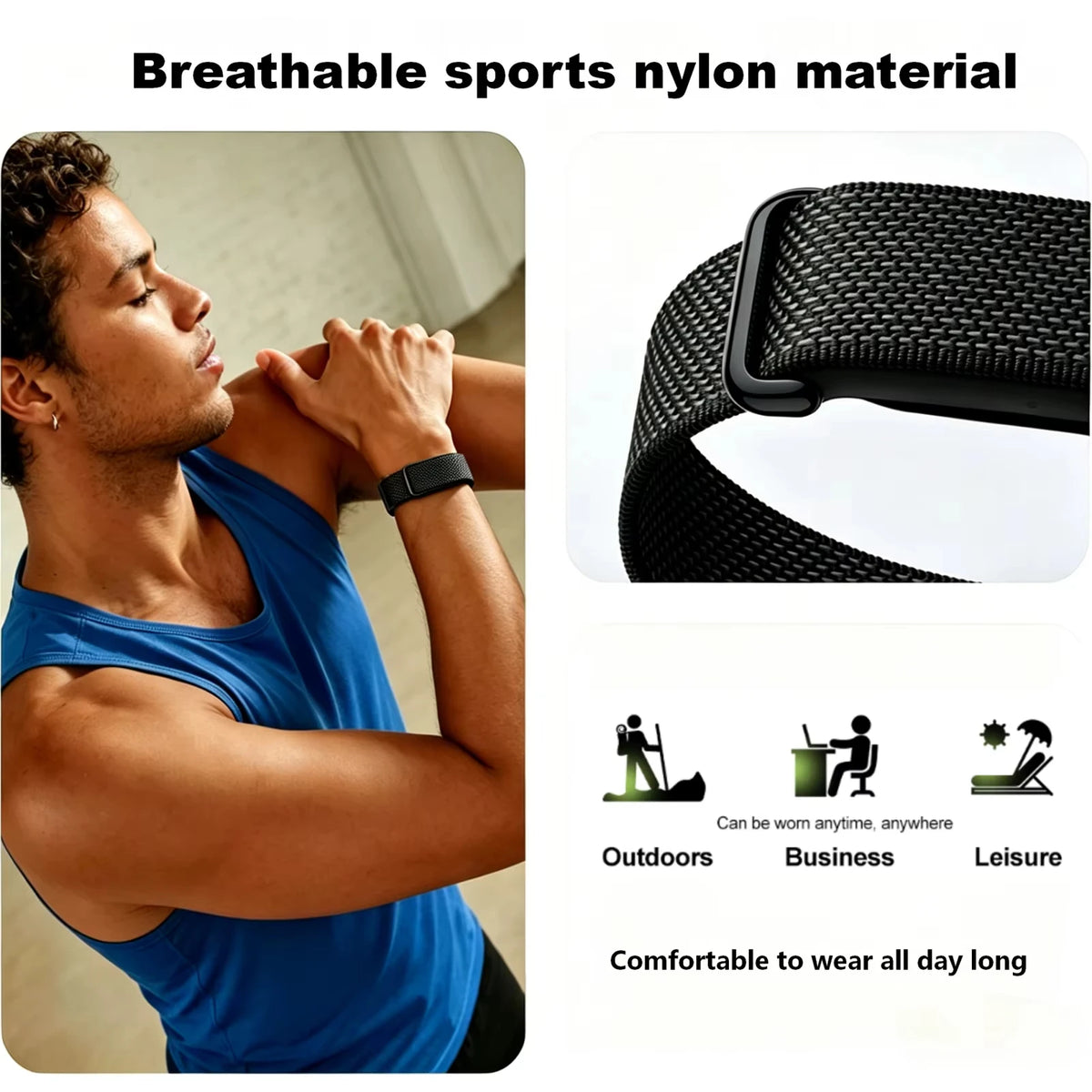 Breathable Nylon Loop Strap for Google Fitbit Air