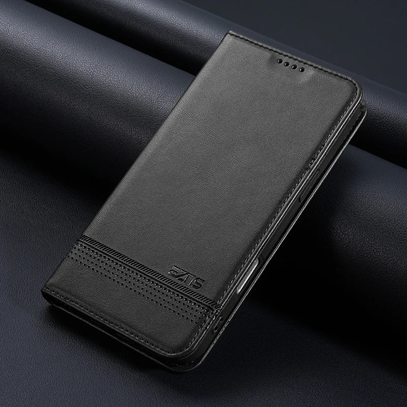 Leather Flip Wallet Case with Magnetic Closure for iPhone 17 Series