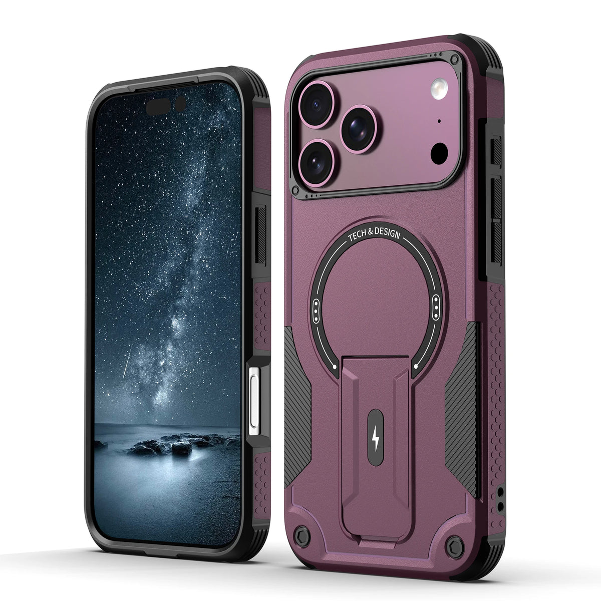 Dual-Layer Armor Kickstand Case with Textured Grip for iPhone 18 Series