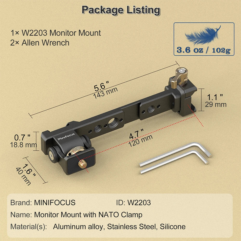 Minifocus Adjustable Camera Monitor Mount