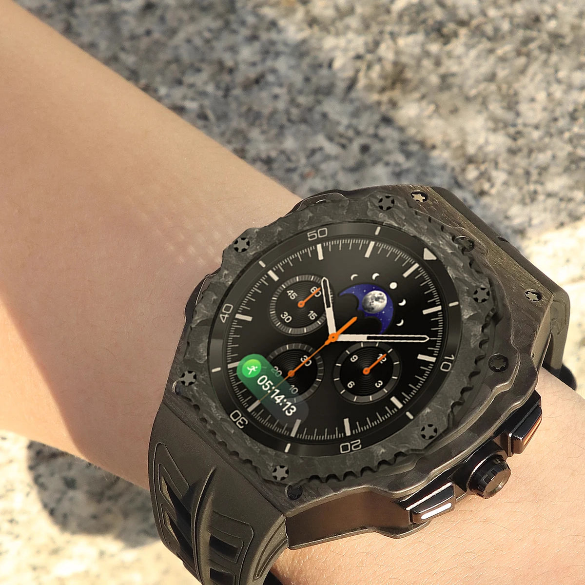 Carbon Case Mod Kit With Fluororubber Strap for Samsung Galaxy Watch & Galaxy Watch 8 Classic