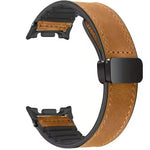 Leather and Silicone Watch Band with Magnetic Buckle for Samsung Galaxy Watch 9