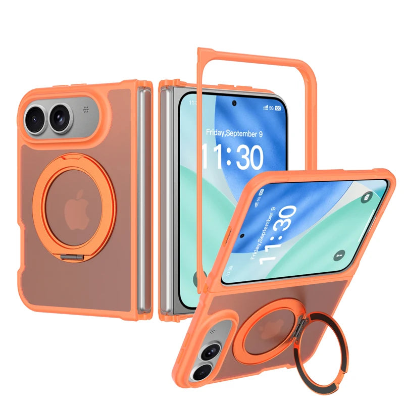Matte PC+TPU MagSafe Case with 360° Rotating Ring Stand for iPhone Duo