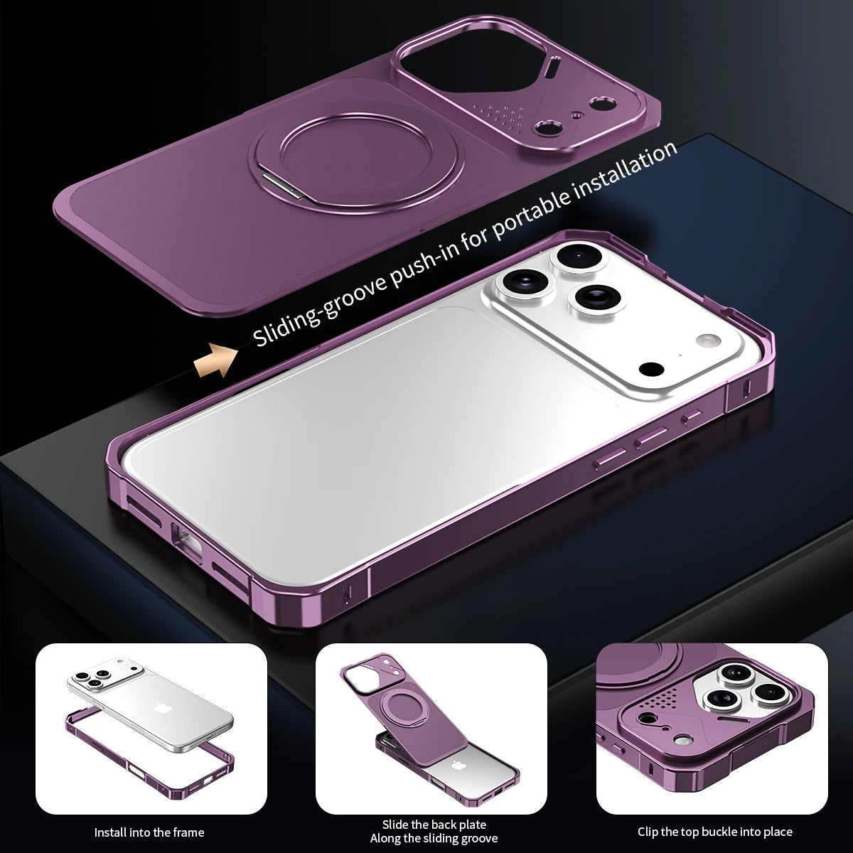 Aluminum Alloy MagSafe Case with 360° Rotating Bracket for iPhone 18 Series