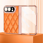 Quilted Leather Hinge Protection Case with Full-Perimeter Metal Frame for iPhone Duo