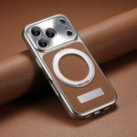 MagSafe Compatible Lychee Leather Case with 360° Kickstand for iPhone 17 Series