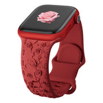 Rose Floral Engraved Strap Replacement Band for Apple Watch
