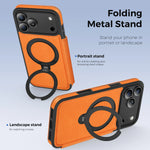 Stylish Leather Flip MagSafe Case with 360° Rotating Kickstand for iPhone 17 Series