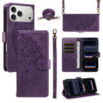 Embossed Datura Leather Wallet Case for iPhone 17 Series