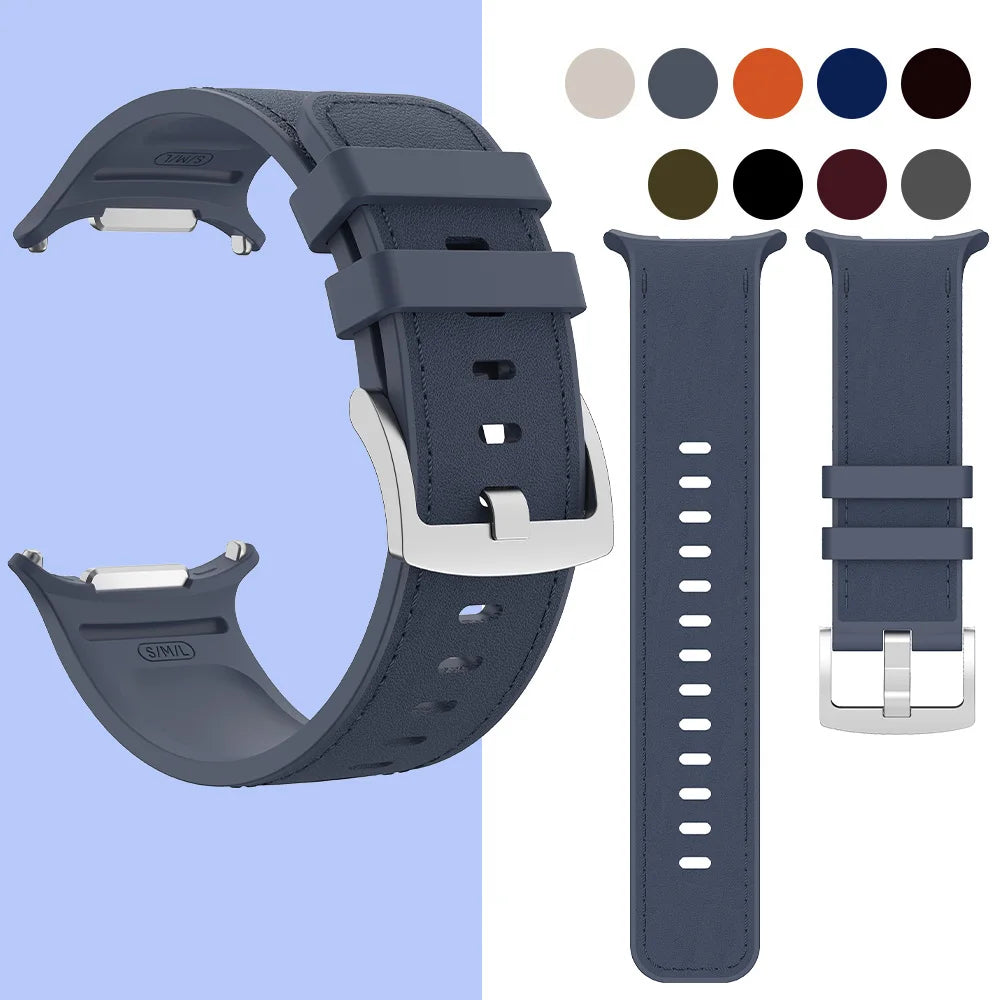 Hybrid Leather and Silicone Watch Band with Quick-Release Connectors for Samsung Galaxy Watch Ultra 2