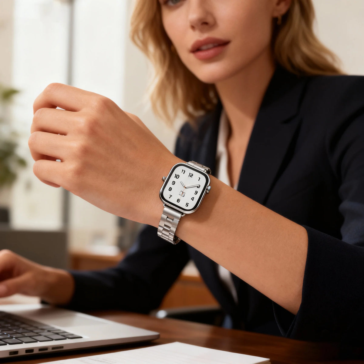 Stainless Steel Band with Butterfly Clasp for Apple Watch