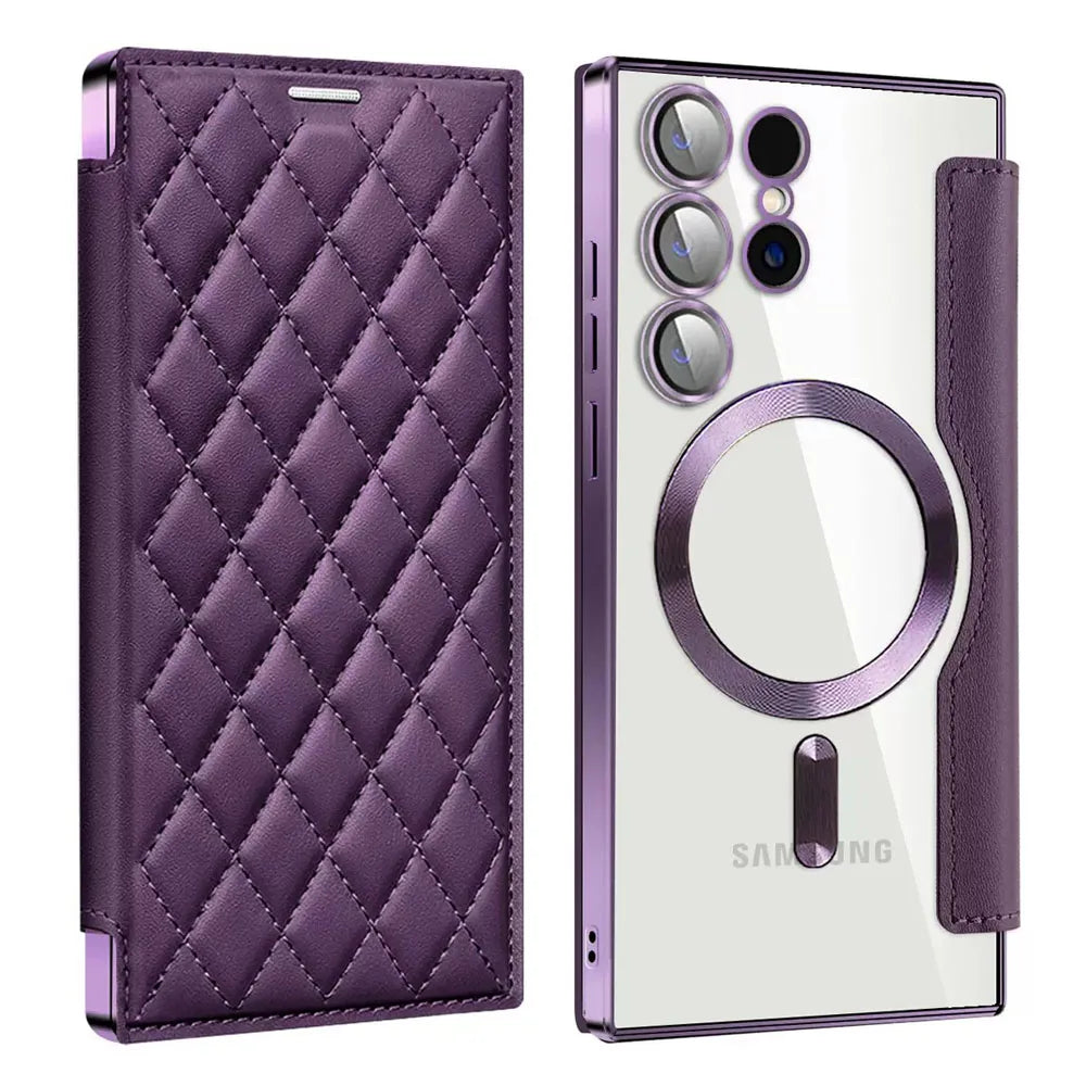 Premium Magnetic Leather Flip Case for Samsung Galaxy S24 Series