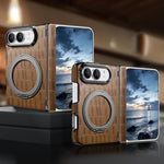 Crocodile-Pattern Leather MagSafe Case with 360° Rotating Ring Stand for iPhone Duo