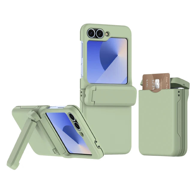 Shockproof Hard Shell Case with Magnetic Hinge Protection & Card Slot for Samsung Galaxy Z Flip 6