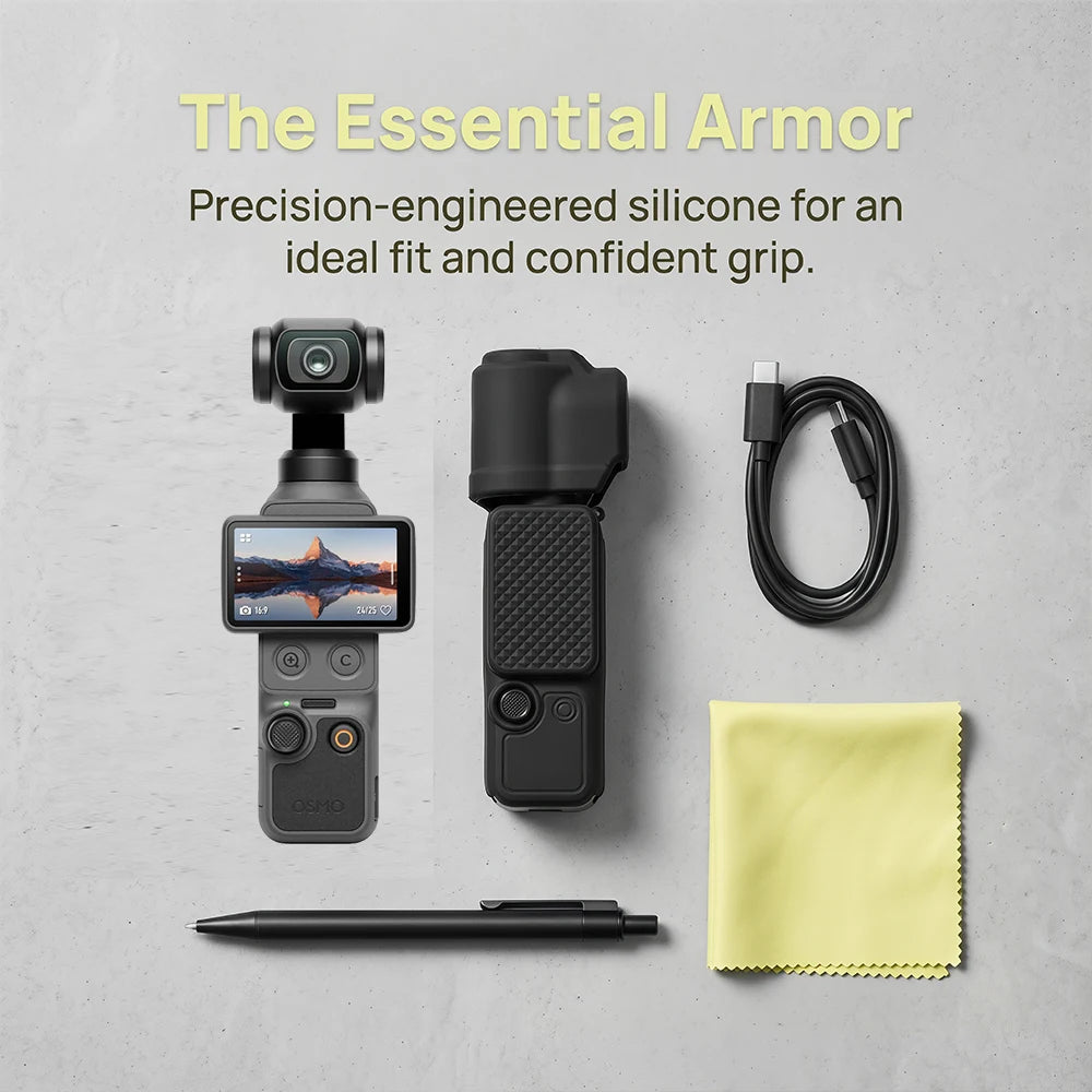 Silicone Case & Ultra-Clear Glass Screen Protector for DJI Osmo Pocket 4
