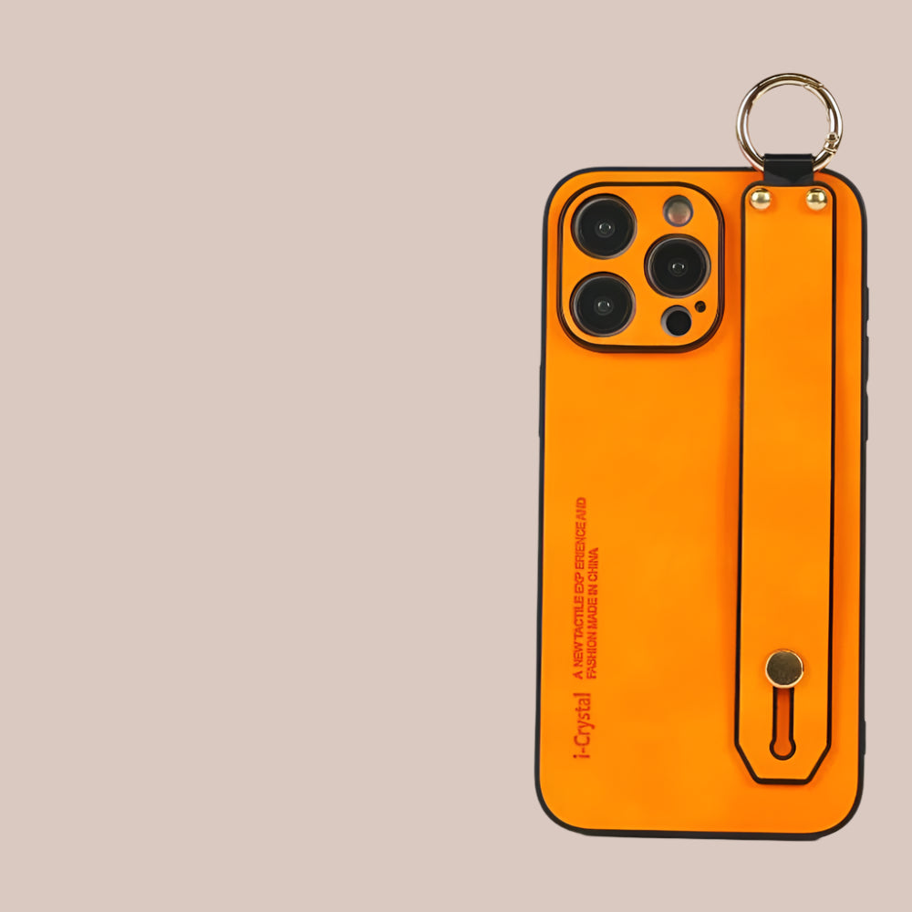 Sheepskin Leather Phone Case with Wrist Strap & Ring for iPhone 16 Series